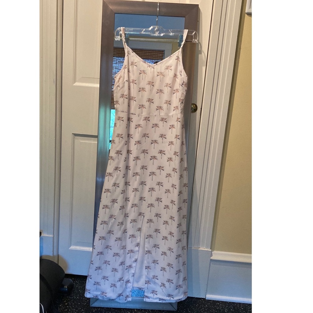 palm tree maxi dress with short slit